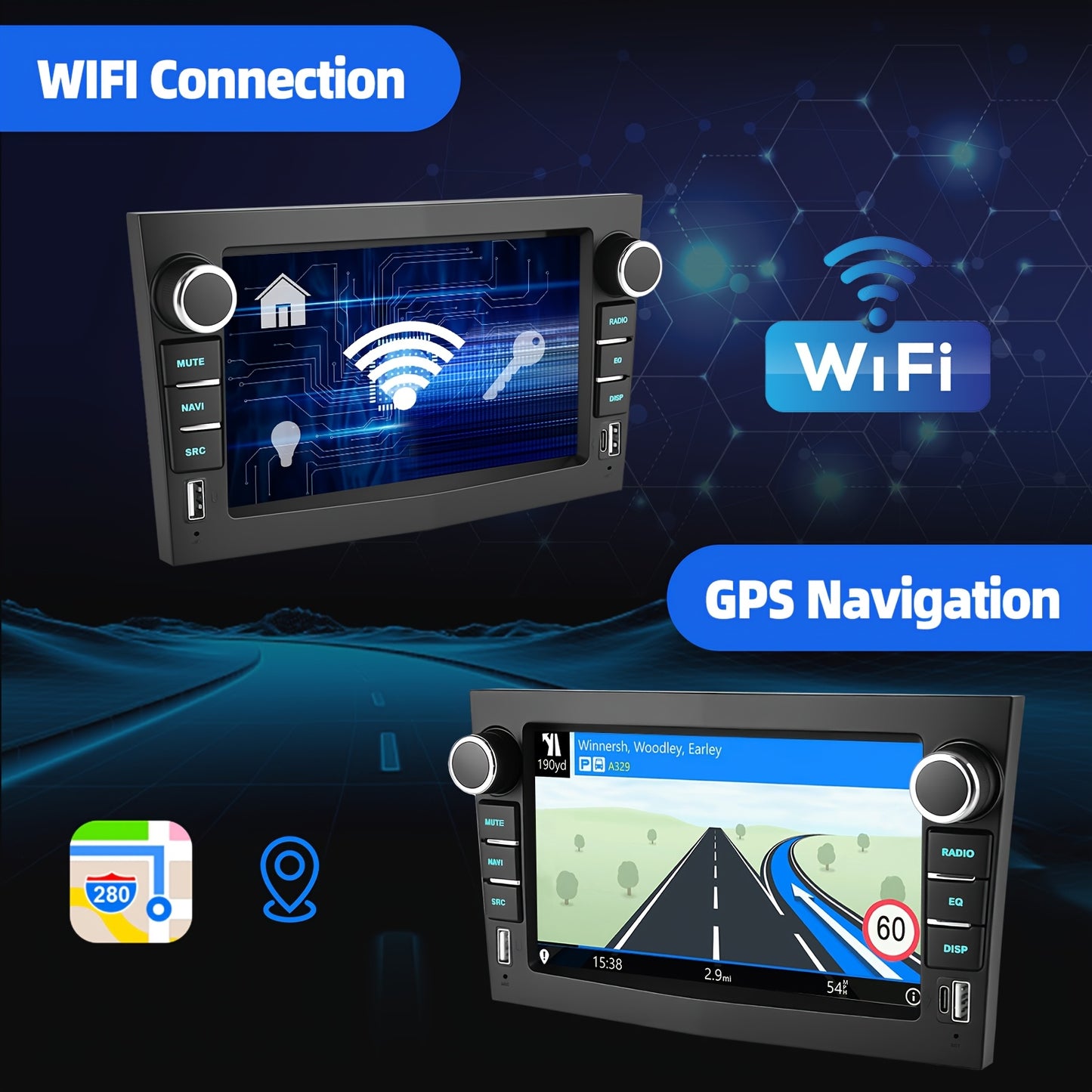 Android 15 Autoradio – 2 DIN Radio – Multimedia Speler – Car Stereo – Navigatiesysteem – 7 Inch HD Touchscreen – 4GB RAM + 64GB Opslag – Apple CarPlay & Android Auto – Draadloze Connectiviteit