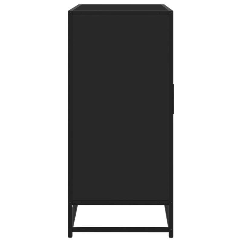 Modern Black Wooden Sideboard Cabinet with Drawers and Shelves - 92x35x76cm, 3 Drawers, 2 Open Shelves, 1 Closed Shelf, Removable Storage Organizer for Living Room or Office, Cabinet Storage, Minimalist Design, Sleek Finish,