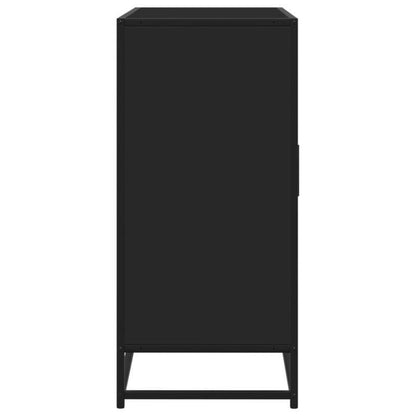 Modern Black Wooden Sideboard Cabinet with Drawers and Shelves - 92x35x76cm, 3 Drawers, 2 Open Shelves, 1 Closed Shelf, Removable Storage Organizer for Living Room or Office, Cabinet Storage, Minimalist Design, Sleek Finish,