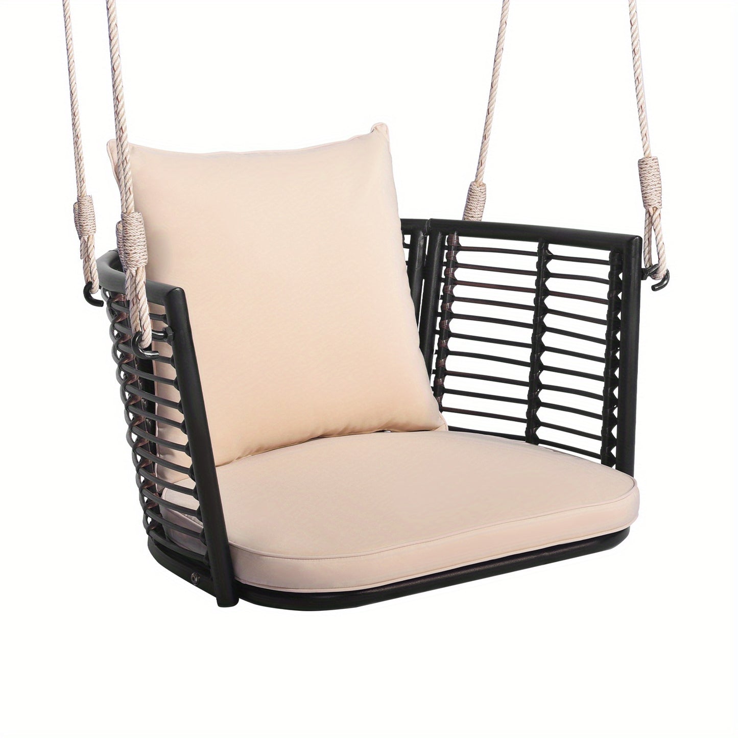 Schommelstoel – Hangstoel – Schommelstoel Buiten – Rattan Hangstoel – Tuinstoel Bruin – Ergonomisch Metalen Frame – Weerbestendig PE Rattan