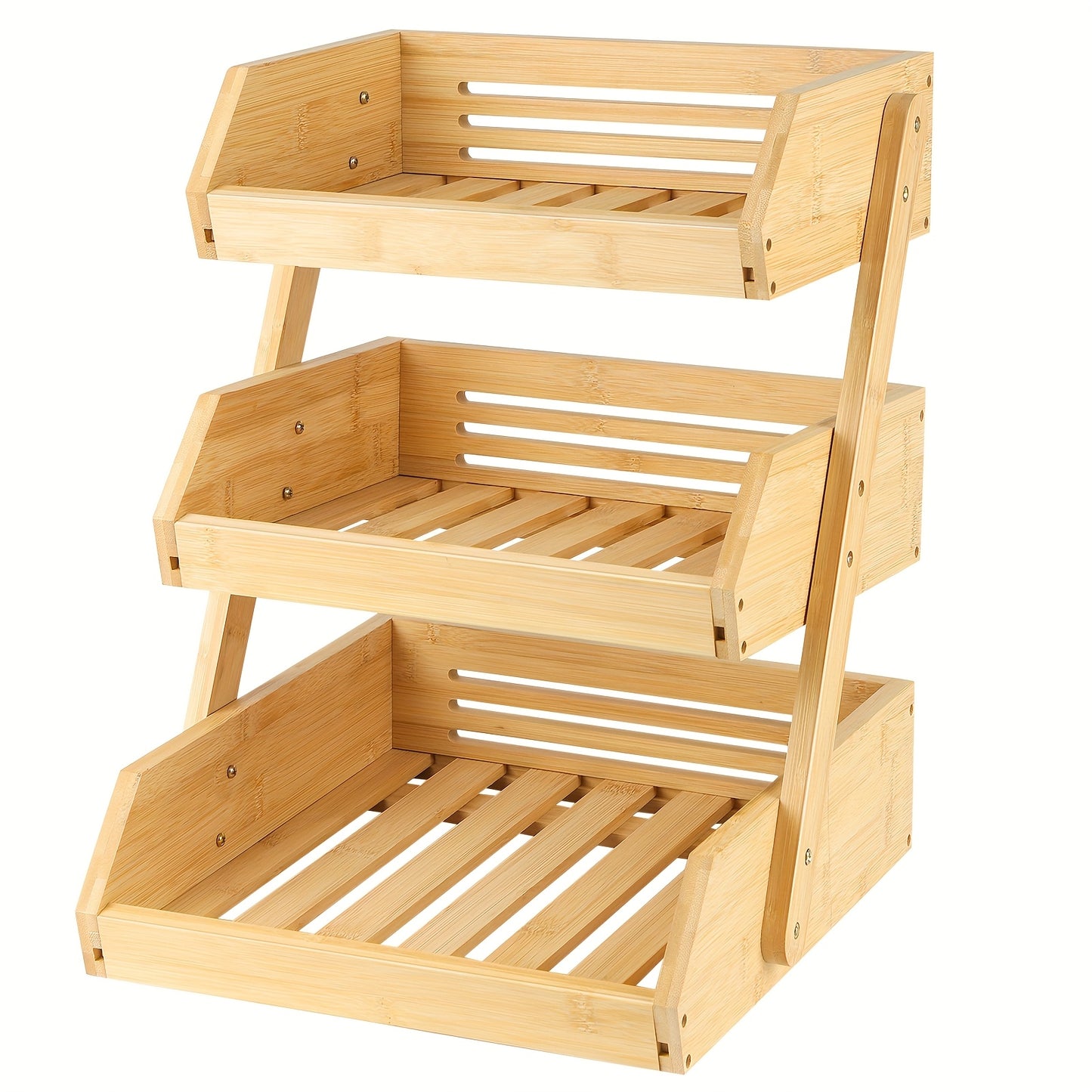 Bamboe Organizer – Houten Opbergrek – Bureau Organizer – Keukenrek – Badkamerrek – 3-laags – Ruimtebesparend – Duurzaam & Stevig 30x33x41 cm