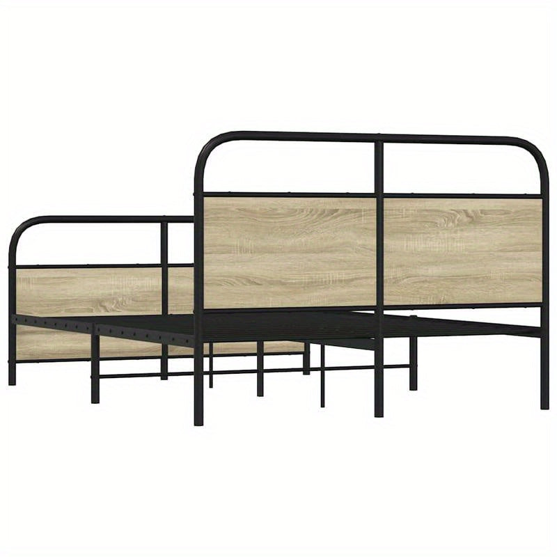 Single bed, Sonoma oak metal structure without mattress 140x200cm