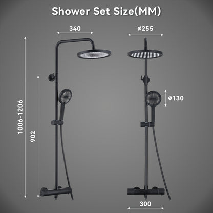 Doucheset – Douche Set – Regendouche – Handdouche – Douchekraan – Constante Temperatuur 38°C – 25 cm Regendouchekop Zwart