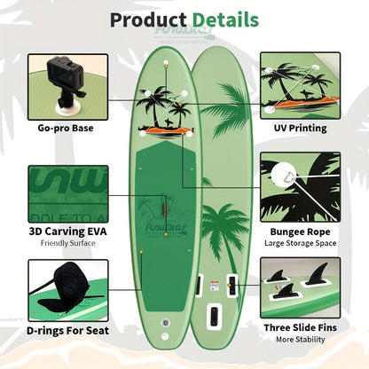 Paddleboard – SUP Board – Opblaasbaar Board – Stand Up Paddle – Watersportboard – Groen Shadow Coconut Breeze – Stevig PVC Materiaal – Compact Op te Bergen