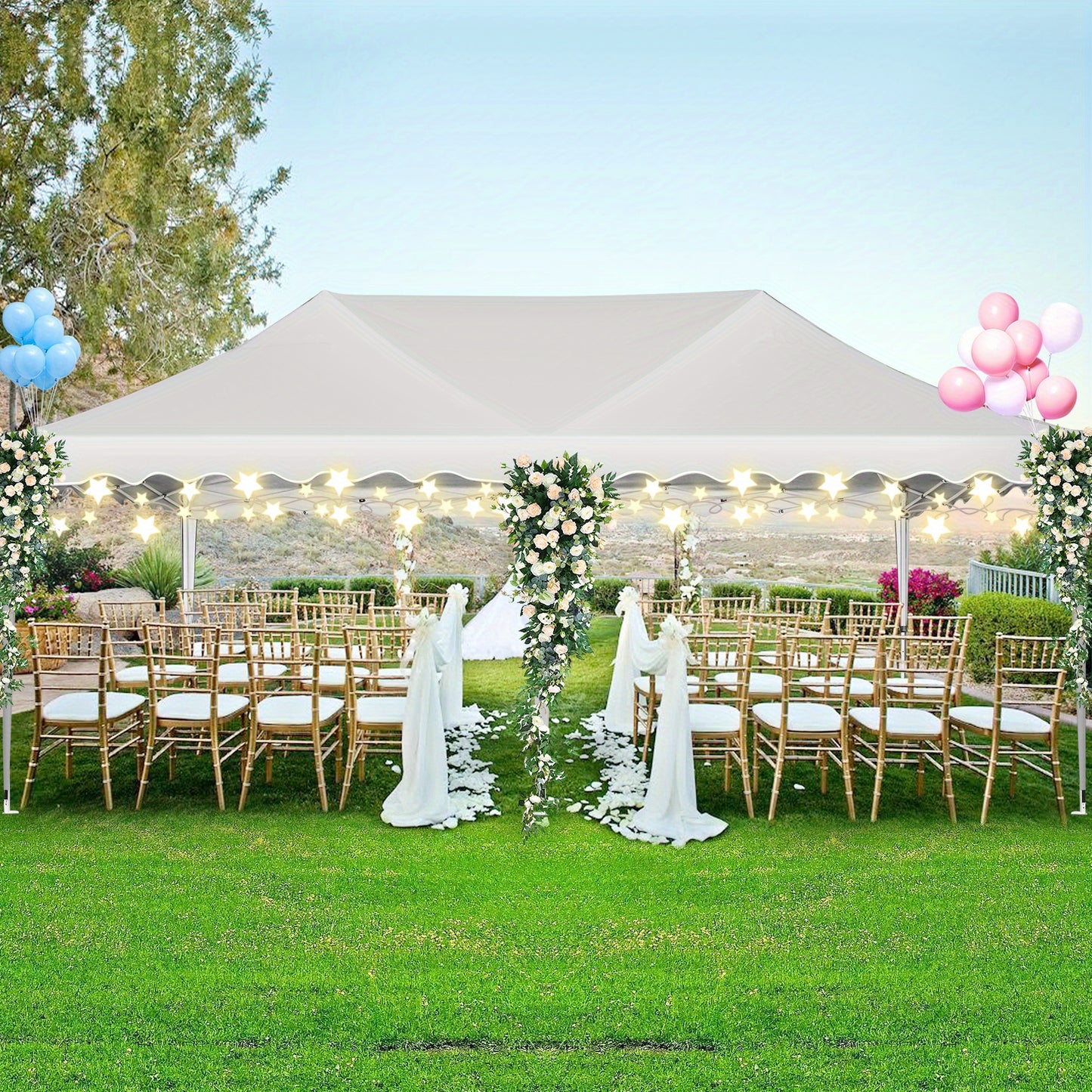 3.05x 6.1meter Canopy with Side Walls, Pop-up Tent, Party Tent with Roller Bag And 4 Sandbags, Easy to Install, Sunproof, Suitable for Camping, Picnics, Barbecues, Parties