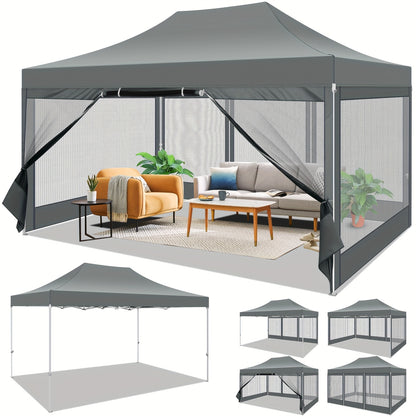 Pop-Up Tent – Vouwtent – Partytent – Overkapping – Paviljoen – Grijs – 3x4,5 Meter – Waterbestendig Oxford Doek