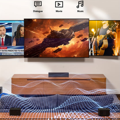 5.1 Surround Sound Systeem – Home Theater Speaker Set – Soundbar – Draadloze Subwoofer – Achterluidsprekers – BassMX Basversterking – SurroundX Technologie – 320W Krachtig Geluid – Zwart Modern Design