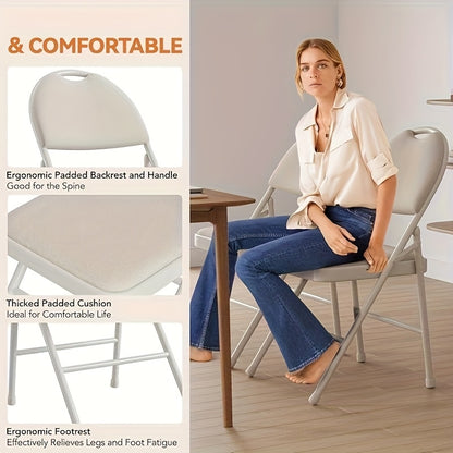Folding Chair 4pcs Set, Metal Folding Chair with Non-Slip Foot Pads, Chair Seat and Metal Support, for Indoor and Outdoor, Room, Restaurant