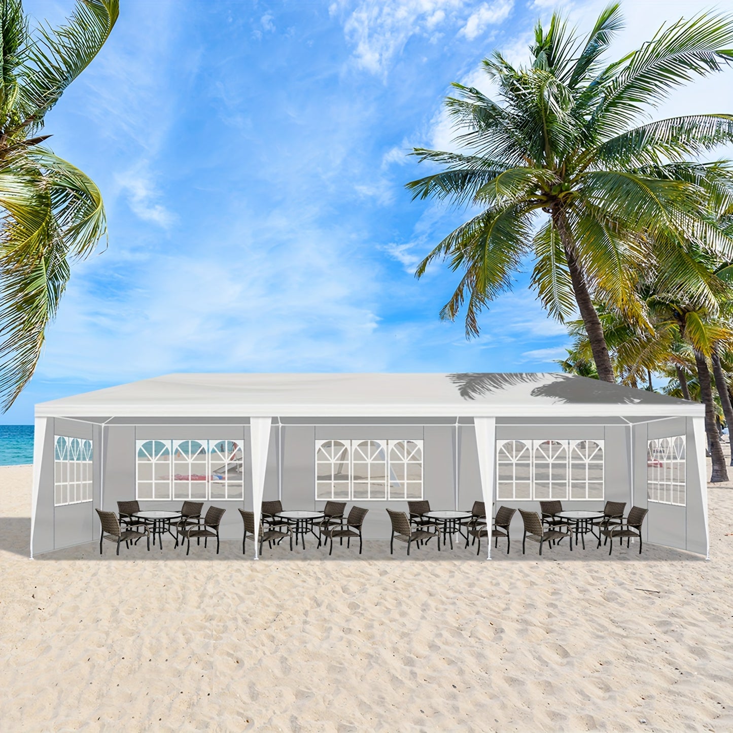 Pergola – Overkapping – Tent – Zonwering – Kiosk – 3,05x9,14 m – Stevig IJzeren Frame – Waterafstotend PE Doek
