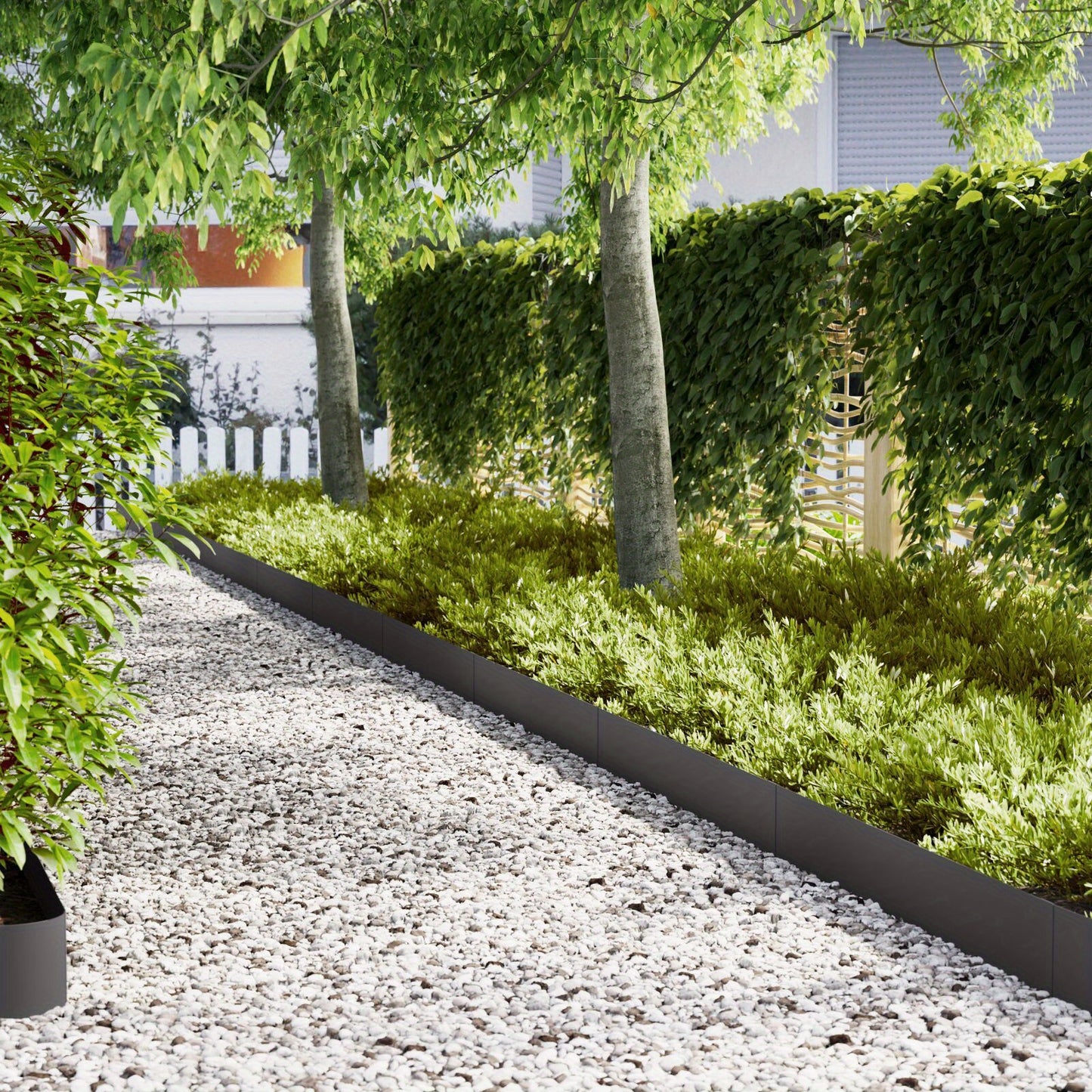Grasrandbeheerder – Tuinafboording – Borderrand – Gazonrand – Tuinrand – Zwart Gecoat Staal – 10 Stuks 100 x 20 cm