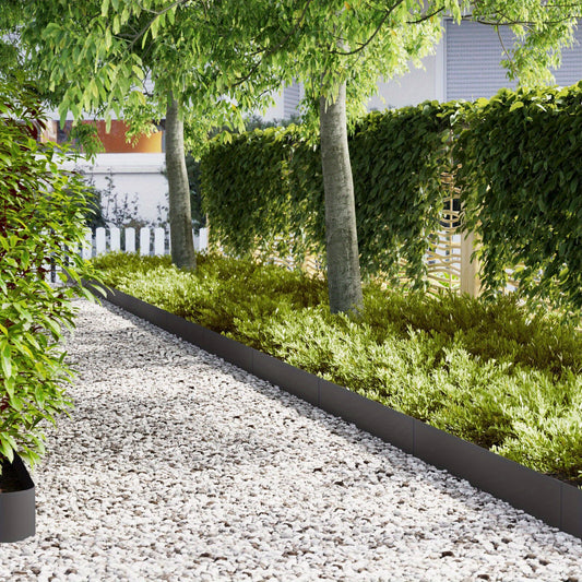 Grasrandbeheerder – Tuinafboording – Borderrand – Gazonrand – Tuinrand – Zwart Gecoat Staal – 10 Stuks 100 x 20 cm