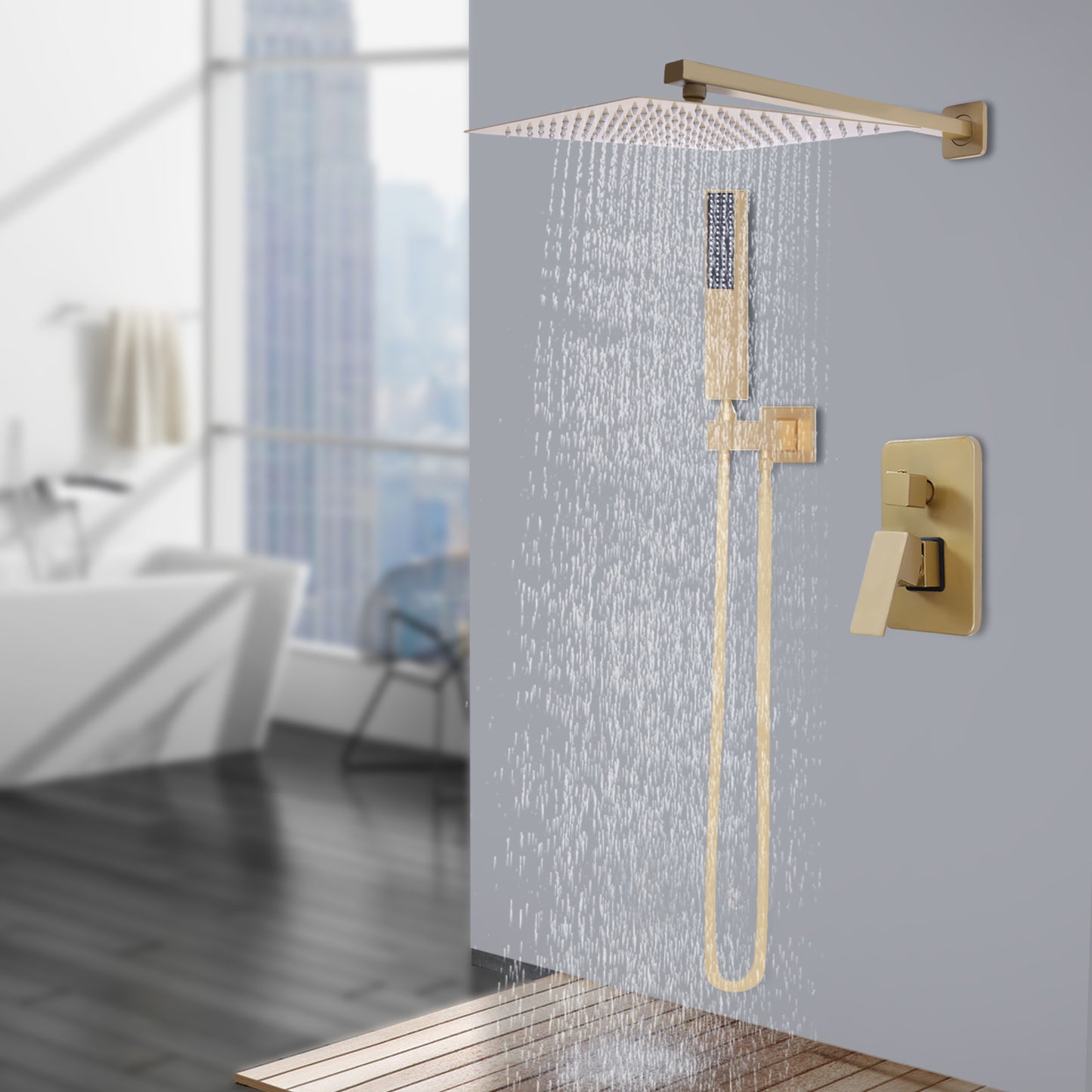 TOOL1SHOOO Luxury Brass Golden Shower System Rainfall Showerhead Handheld Showerhead Suitable for Hotels, Home Gyms, Bathroom Renovations, Bathroom Accessories, Shower Heads for Bathrooms, Shower Head And Hose Set, Bathroom S