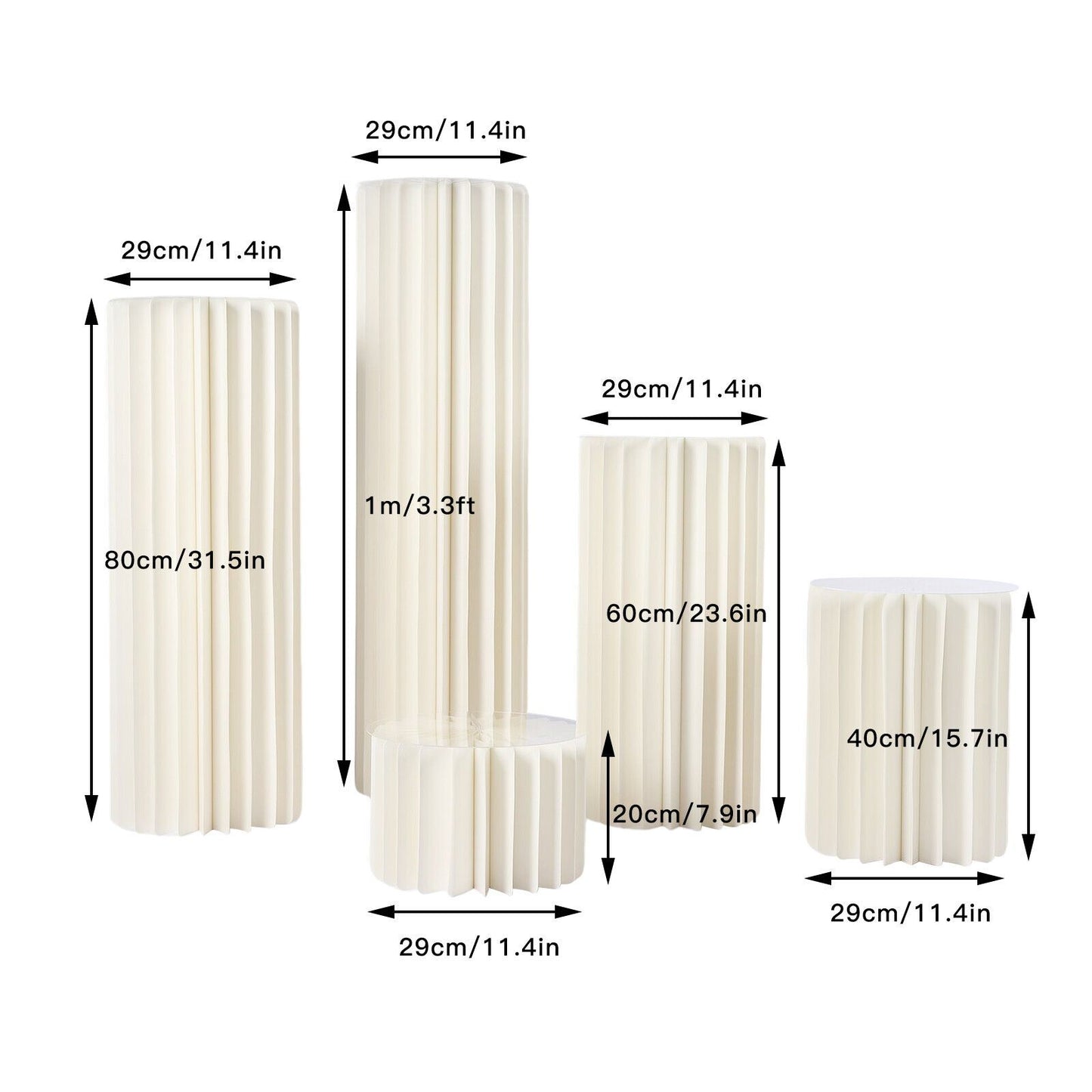 Tafeldecoratie – Bloemendisplays – Tafelstukken – Bruiloftdecoratie – Feestdecoratie – Set van 5 – Stevig Honingraatkarton – Verschillende Hoogtes 20-100 cm