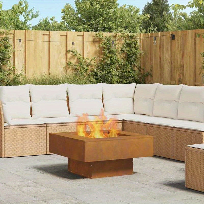 Vuurschaal – Vuurkorf – Tuinhaard – Sfeerhaard – Terrasverwarmer – Vierkant Design – 80x80x40 cm Cortenstaal – Ingebouwd Ontstekingssysteem