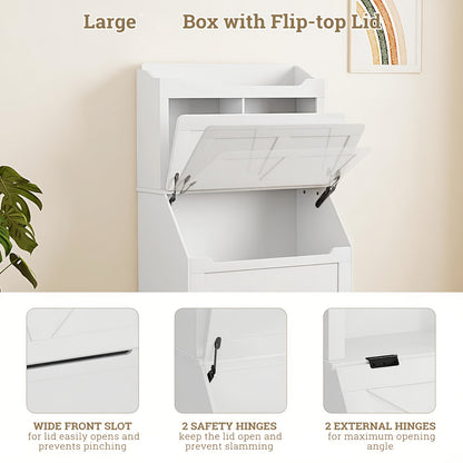 Boekenkast – Boekenplank – Opbergkast – Wandkast – Vakkenkast – 120 cm Hoog – Wit – Met Opbergruimte En Lift-Up Deksel