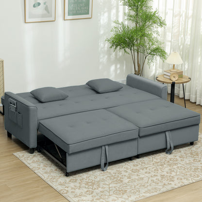 Slaapbank – Bedbank – Bankbed – Logeerbed – Sofa – 3-zits – Velours Bekleding – Verstelbare Rugleuning