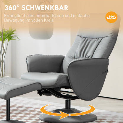 Fauteuilset – Relaxfauteuil – Ligstoel – Stoel Met Voetenbank – Verstelbare Fauteuil – Lichtgrijs – Verstelbare Hoogte – Kantelbare Rugleuning