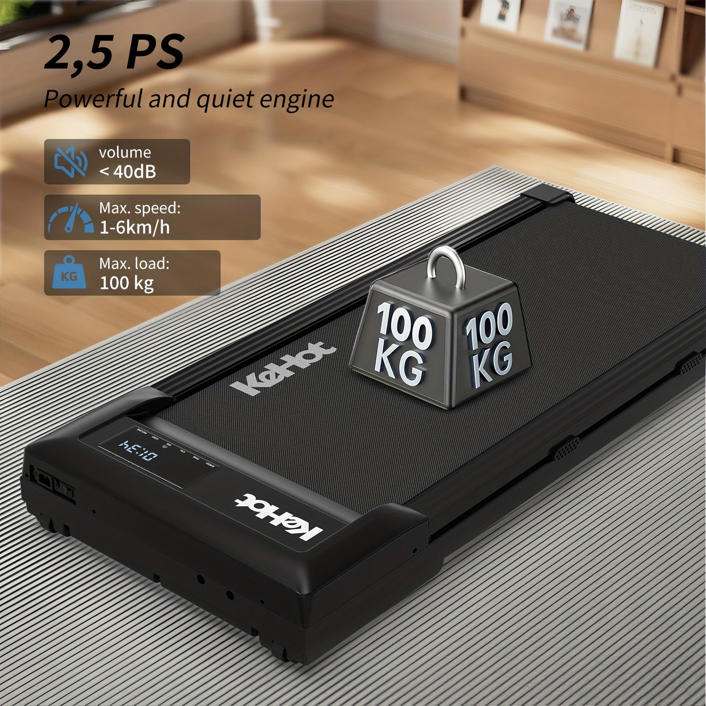 Walking & Running Treadmill with 12% 9-Level Automatic Incline | 100kg Weight Capacity | LED Display | Under-Desk Treadmill with Built-in Speaker | Compact Home Climbing Treadmill Design