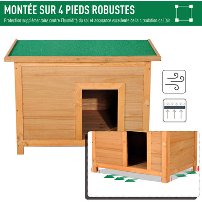 Hondenhok – Hondenhuis – Kennel – Hondenbench – Dierenhok – Houten Met Opening Dak – Weerbestendig Bitumendak – 85x58x58 cm – Grenenhout Pre-Oiled