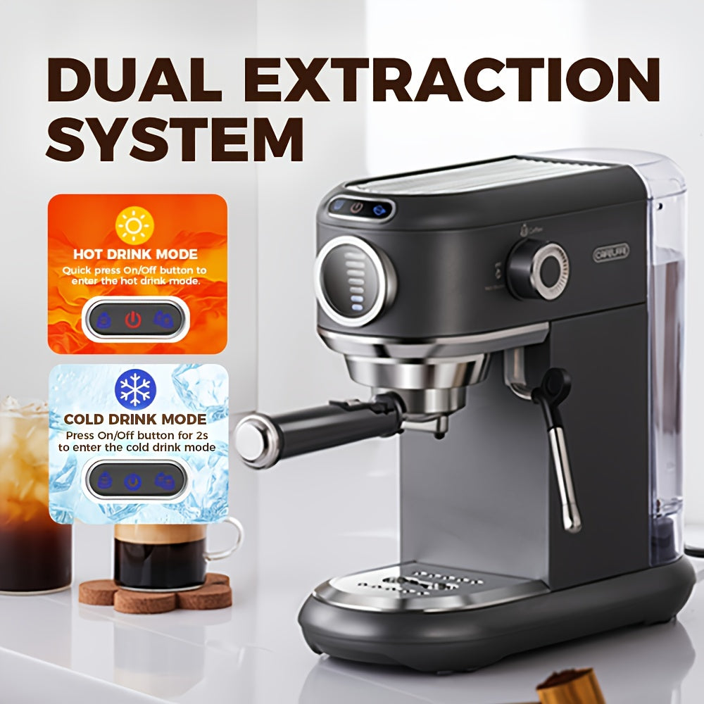 Espressomachine – Koffiemachine – Pistonmachine – Cappuccinomachine – Mini Koffiezetapparaat – 19 Bar Pompdruk – Afneembare 1,1L Watertank