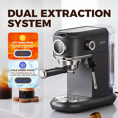 Espressomachine – Koffiemachine – Pistonmachine – Cappuccinomachine – Mini Koffiezetapparaat – 19 Bar Pompdruk – Afneembare 1,1L Watertank