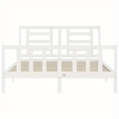 White Bed Frame Measuring 160X200 Cm, Made of Solid Pine Wood, Removable And Long-Lasting, Without a Mattress.