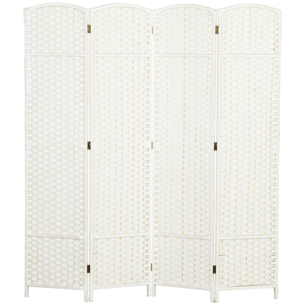 Kamerverdeler – Kamerscherm – Roomdivider – Ruimteverdeler – Vouwscherm – 4 panelen wit hout – Opvouwbaar & ruimtebesparend design