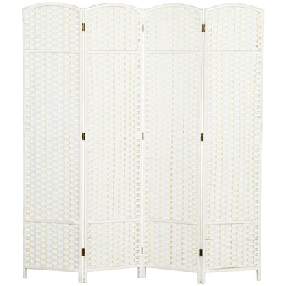 Kamerverdeler – Kamerscherm – Roomdivider – Ruimteverdeler – Vouwscherm – 4 panelen wit hout – Opvouwbaar & ruimtebesparend design