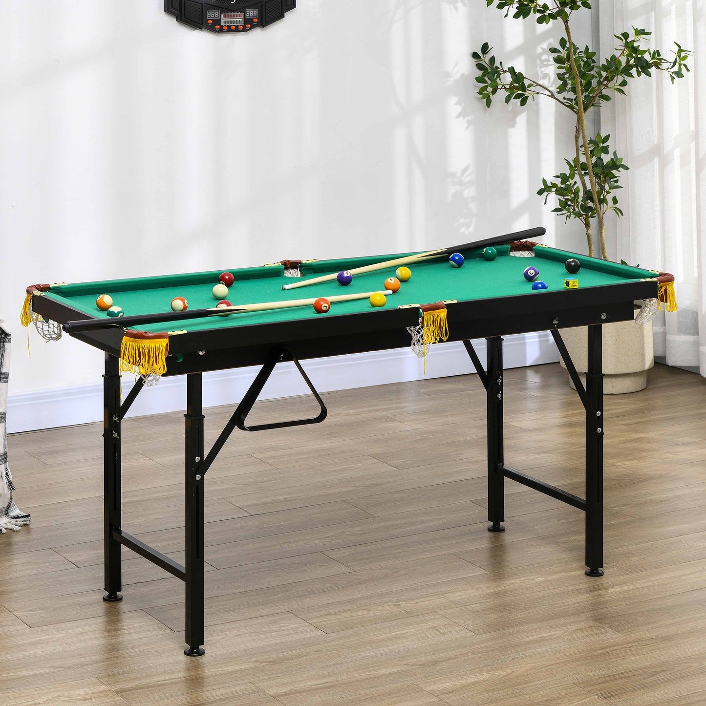 Opvouwbare Biljarttafel – Biljarttafel Vintage – Speeltafel – Pooltafel – Groene Biljart Set – Verstelbare Hoogte – Compleet Met Keuen En Ballen