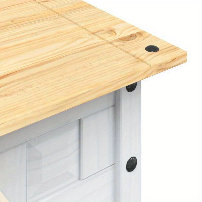 Mexicaanse Pine Salontafel – Koffietafel – Tafeltje – Opbergtafel – Woonkamertafel – Wit – Mid-Century Modern – 2 Laden & Slotdeuren – Duurzaam Hout – 100x55x44 cm