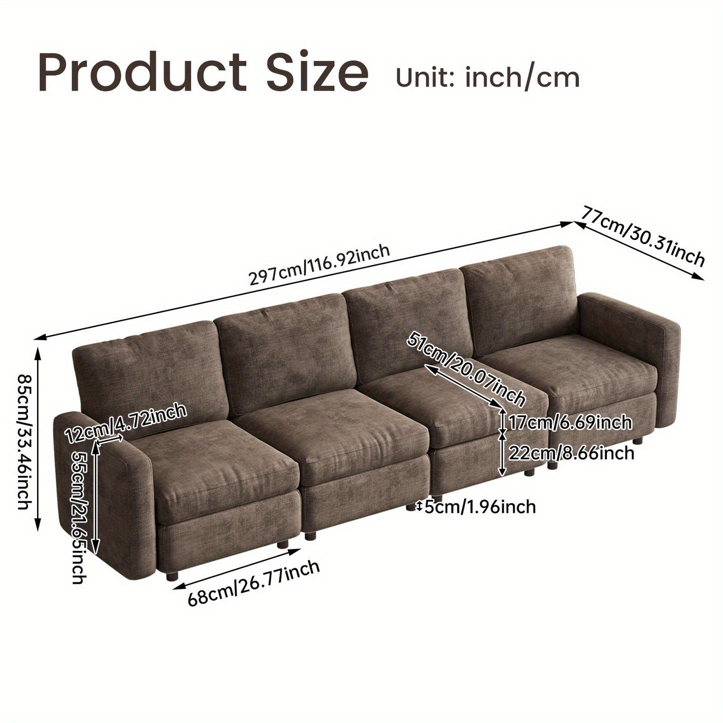 Hoekbank – Hoeksalon – U-Bank – L-Vormige Bank – Slaapbank – Modulaire 5-Zits – Opbergruimte Met Chaise Longue – Duurzaam Frame Zonder Hout – Grijze Tofu Block Stijl