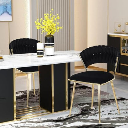 Eetkamerstoel – Eettafelstoel – Keukenstoel – Kuipstoel – Stoel – Fluwelen Bekleding – Gouden Metalen Poten – Ergonomisch Design