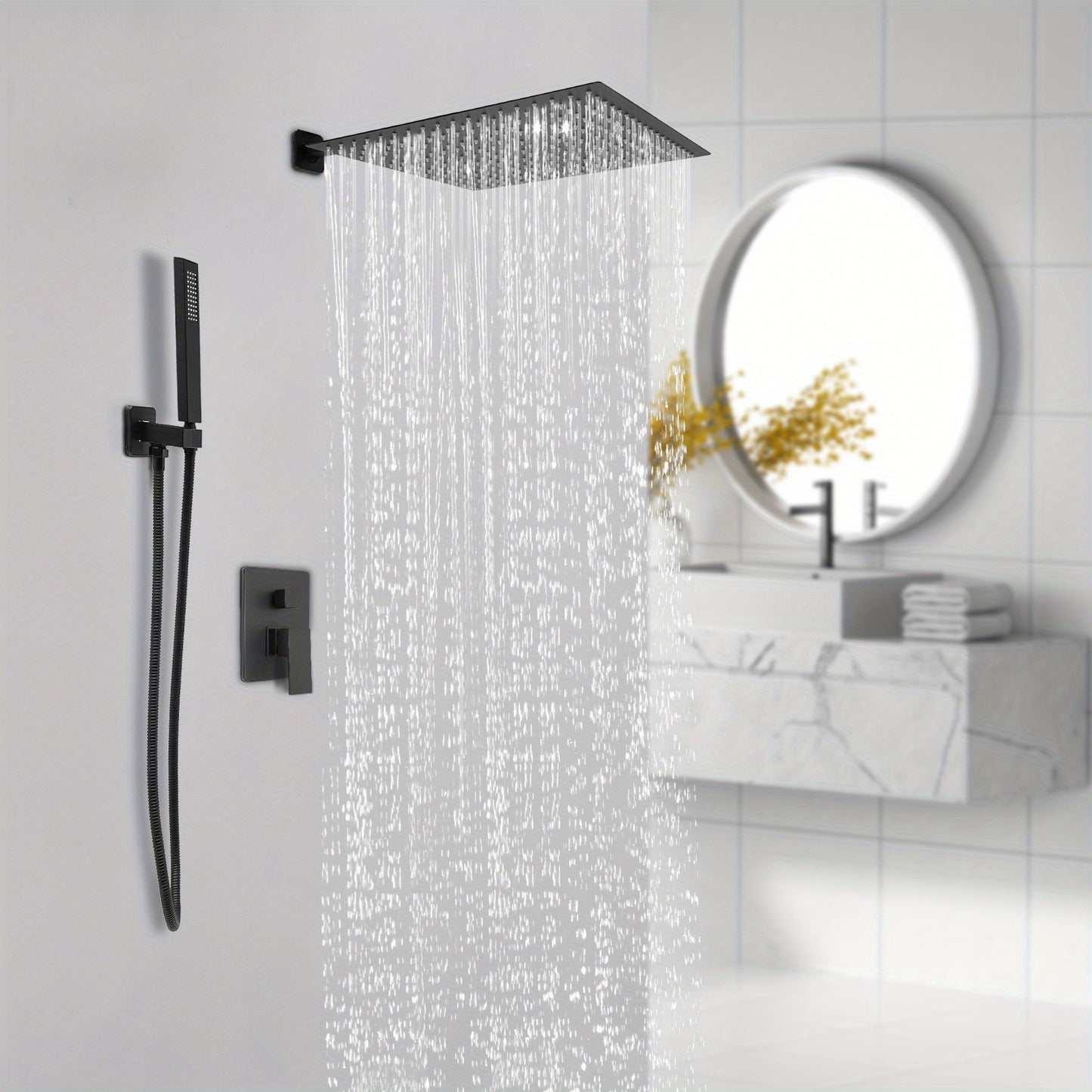 Bath Tap Bath Tap with Hand Shower Mixer Tap Bath with Shower Surface-Mounted Tap Bathtub Wall Mounted Tap Bath, Bathtub Faucet, Bathtub System, Shower Faucet, Bathroom Fixture, Contemporary Tap, Sleek Design, Durable Constru