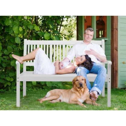 Houten Tuinbank – Buitenbank – Tuinmeubel – Balkonbank – Terrasbank – Weerbestendig Wit – Ergonomische Rugleuning – Draagvermogen 363 kg