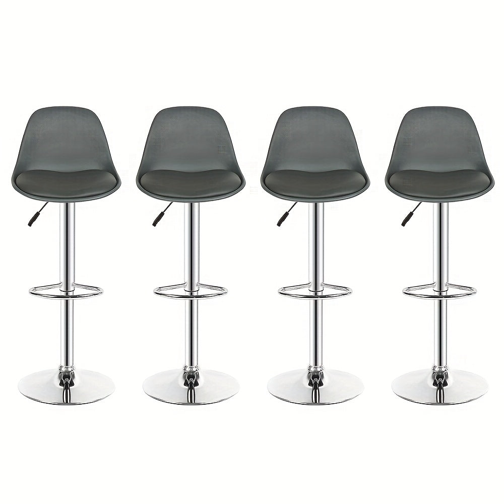 4pcs Heavy-Duty Bar Stools with Gas Lift Height Adjustment (55-75cm/21, 6"-29, 5") & 360° Swivel - PU Cushioned Seats, Modern Counter Stools for Kitchen, Bar, Cafe - Easy Assembly, No Power Needed - Commercial/Residential Us