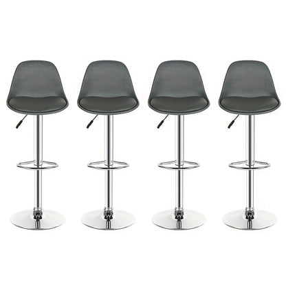 4pcs Heavy-Duty Bar Stools with Gas Lift Height Adjustment (55-75cm/21, 6"-29, 5") & 360° Swivel - PU Cushioned Seats, Modern Counter Stools for Kitchen, Bar, Cafe - Easy Assembly, No Power Needed - Commercial/Residential Us