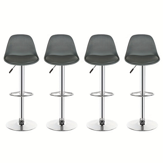 Barstoel – Barkruk – Barstoel Kruk – Keukenstoel – Barstoelen Set Van 4 – Verstelbare Zithoogte 55-75 cm – 360° Draaibaar – PU Gestoffeerd – Metalen Frame Zwart