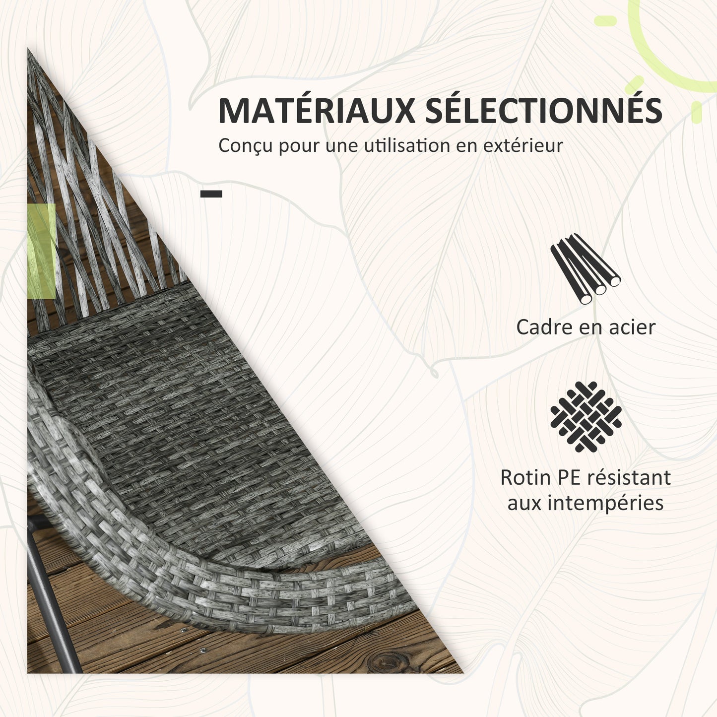 Tuinset – Buitenmeubelset – Patio Set – Tuinmeubilair – Balkonset – 2 Persoons – Stalen Frame – Opvouwbaar – Grijs