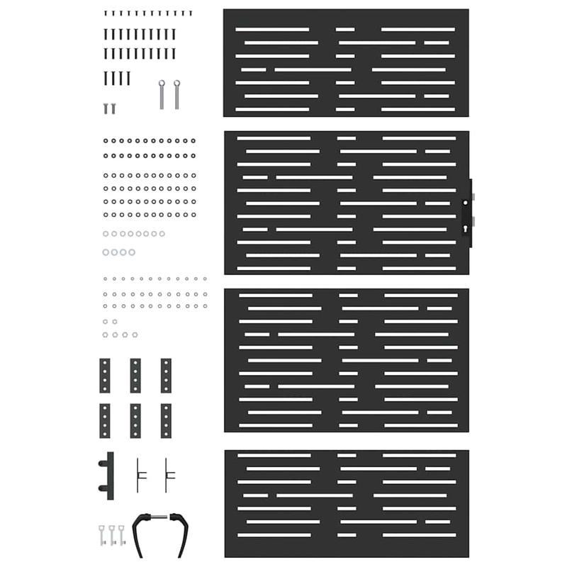 Poort – Tuinpoort – Schuttingdeur – Tuinschutting – Hekwerk – Metaal – Cortenstaal Vierkant – 85x100 cm – Duurzaam – Weerbestendig