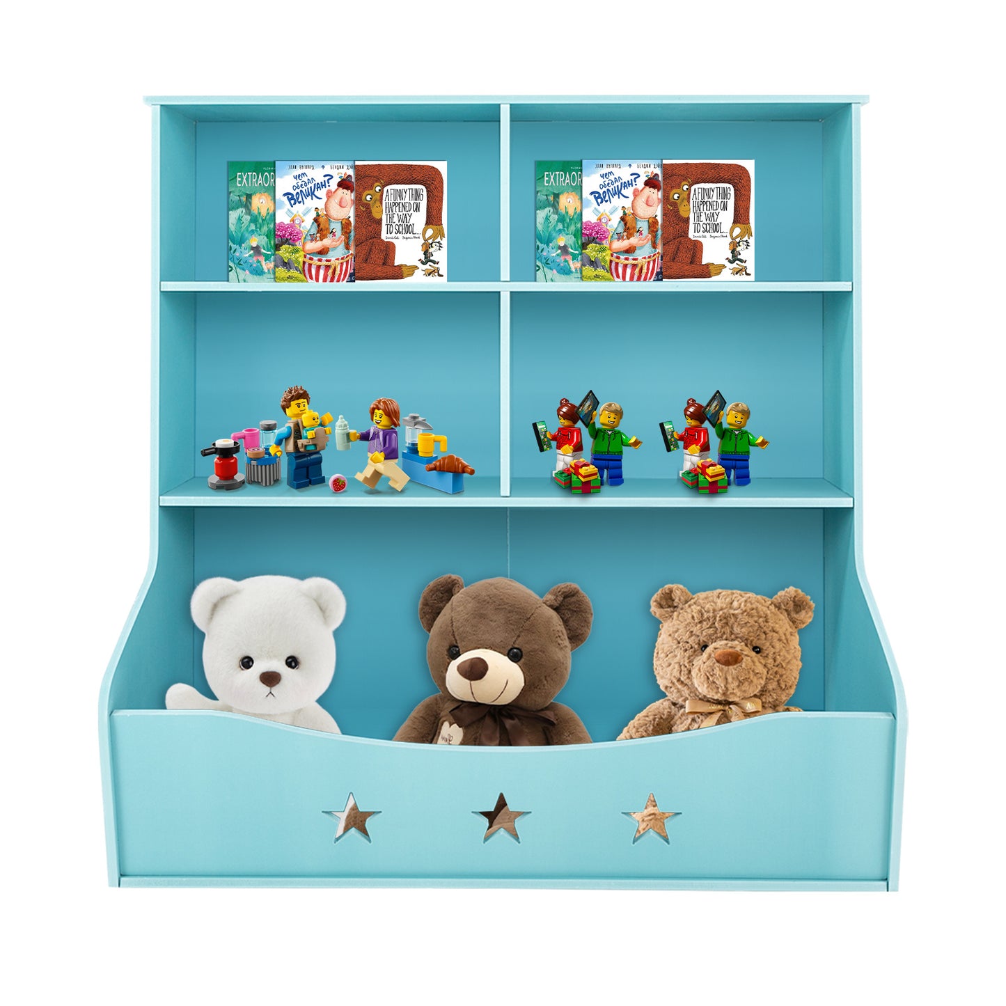 Boekenkast – Boekenrek – Opbergkast – Wandplank – Tijdschriftenrek – 3-laags – Lichtblauw – Duurzaam Kunststof – 30 Kg Draagkracht Per Plank