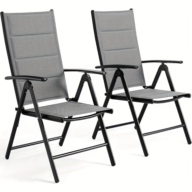 Relaxstoel – Tuinstoel – Balkonstoel – Campingstoel – Ligstoel – Grijs – Lichtgewicht Aluminium Frame – 7-voudig Verstelbare Rugleuning