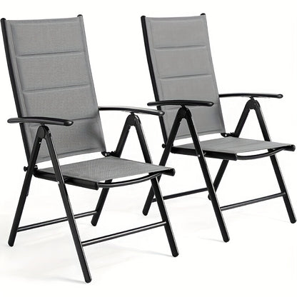 Relaxstoel – Tuinstoel – Balkonstoel – Campingstoel – Ligstoel – Grijs – Lichtgewicht Aluminium Frame – 7-voudig Verstelbare Rugleuning