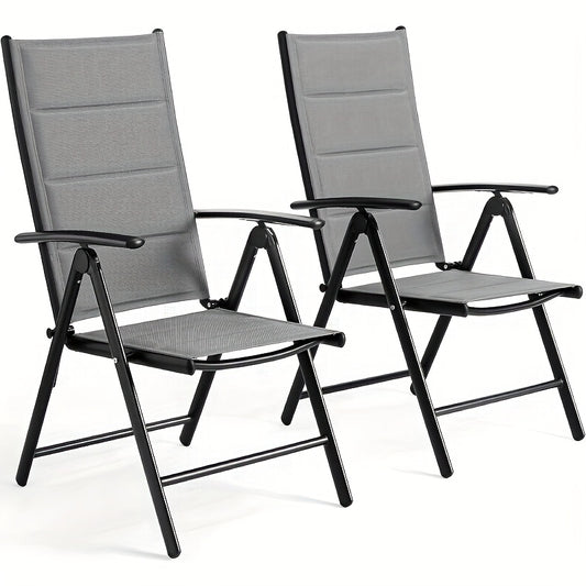 Relaxstoel – Tuinstoel – Balkonstoel – Campingstoel – Ligstoel – Grijs – Lichtgewicht Aluminium Frame – 7-voudig Verstelbare Rugleuning