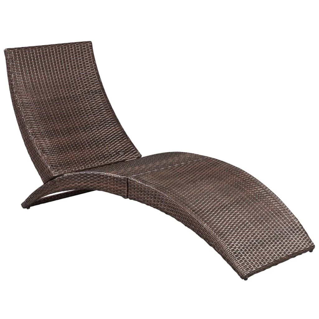 Rattan Ligstoel – Lounger – Zonnebed – Ligbank – Tuinstoel – Weerbestendig PE Rattan – Extra Comfortabel Crème Kussen – Handmatig Verstelbaar – Opvouwbaar – Bruin