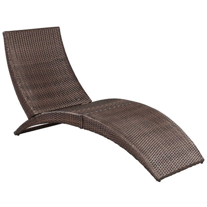 Rattan Ligstoel – Lounger – Zonnebed – Ligbank – Tuinstoel – Weerbestendig PE Rattan – Extra Comfortabel Crème Kussen – Handmatig Verstelbaar – Opvouwbaar – Bruin
