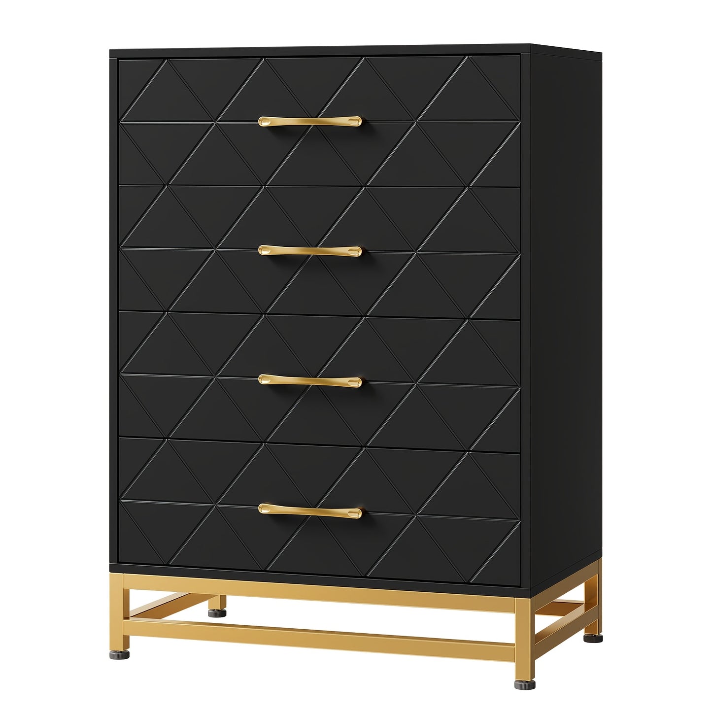 Kommode – Ladekast – Opbergkast – Dressoir – Ladekasten – 4 Laden – MDF Hout – Zacht Sluitende Ladegeleiders – Anti-Kantelbeveiliging - Zwart