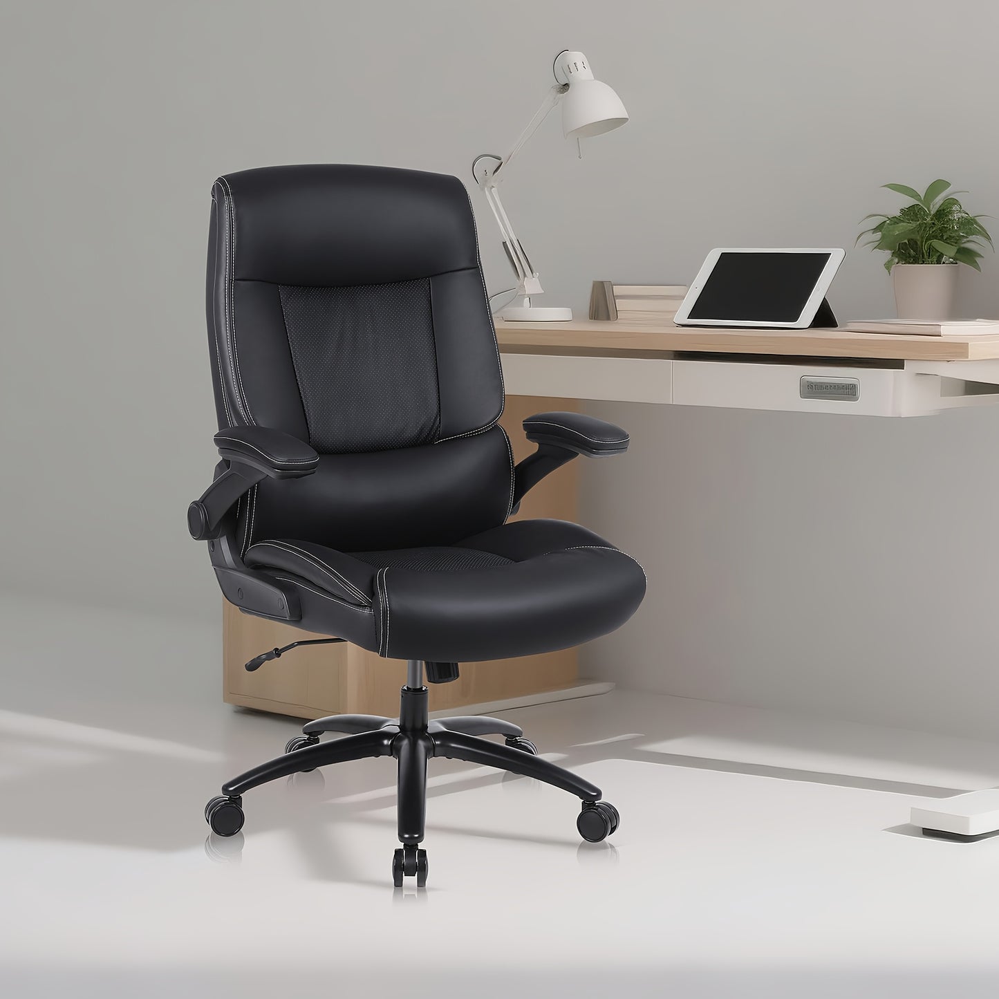 Ergonomische Bureaustoel – Grote Bureaustoel – Zware Bureaustoel – Bureau Stoel – Comfortabele Werkstoel – Zwart – Memory Foam Zitting – Max 226,8 kg Belastbaar