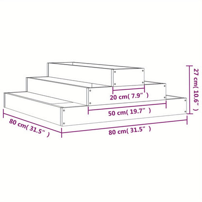 Plantenbak – Bloembak – Moestuinbak – Kruidenbak – Tuinbak – Verhoogde Houten Plantenbak – Stevig Dicht Dennenhout – 80x80x27 cm – Grijs
