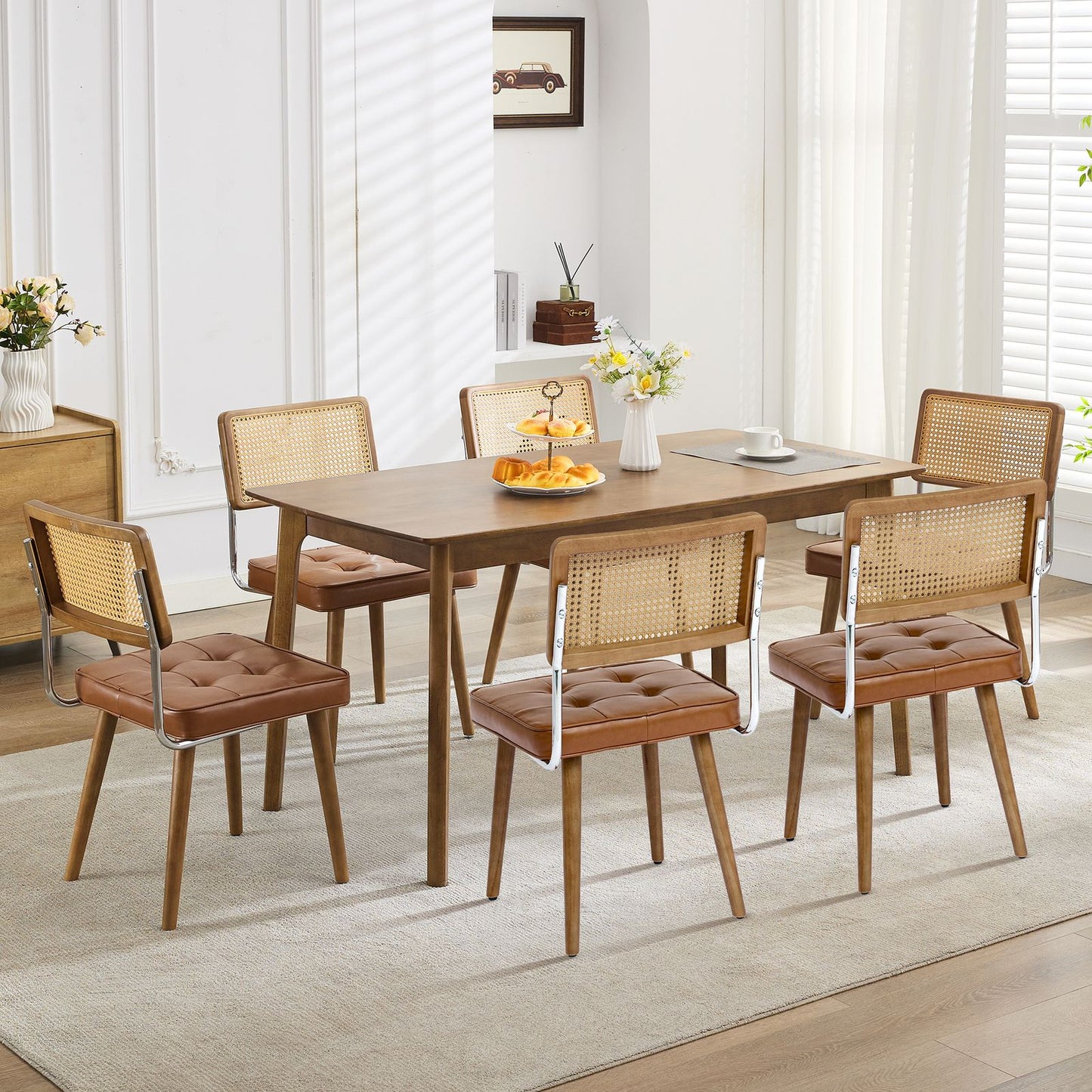 Set of 2 Modern Boho Dining Chairs with Legs - Mid-Century Contemporary Kitchen Table Chairs Suitable for Living Room, Coffee Bar, Restaurant - Sturdy Furniture