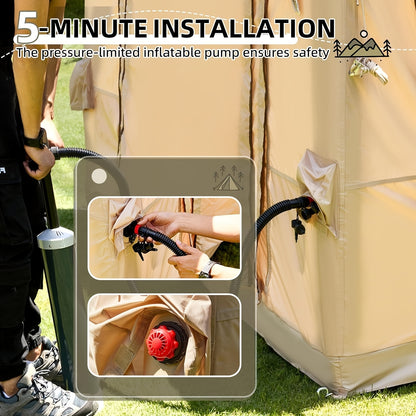 Opblaasbare Tent – Camping Tent – Weekendtent – Gezinstent – Festival Tent – 10 Persoons – 12 m² – Verstevigd Oxford 420D – Snelle 5-minuten Opzet